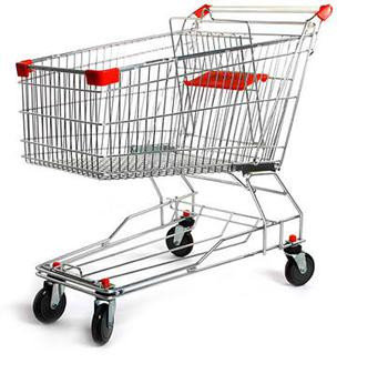 Тележка покупательская STA 125 литров хром с детским сидением и поддоном