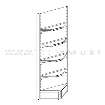 Стеллаж металлический угловой внутренний 2200/500/400