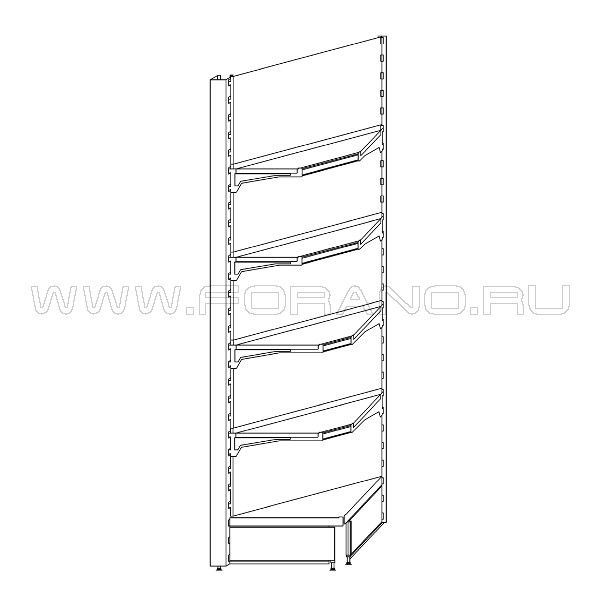 Стеллаж металлический угловой внутренний 2200/400/300