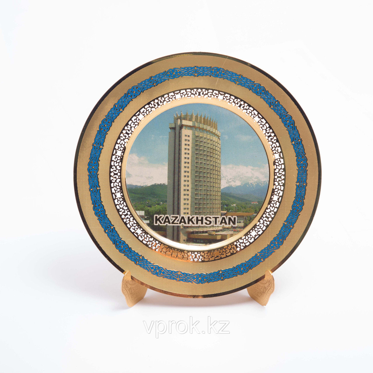 Сувенирная тарелка "Гостиница Казахстан" 12*12 см