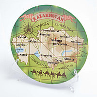 Сувенирная тарелка "Карта Казахстана_lat" 18*18 см