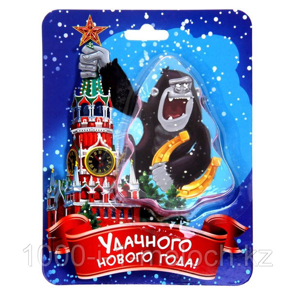 Прессованное полотенце на открытке "Collorista" Удачного Нового года! 28х60 см, хлопок. пр-во Россия. Алматы