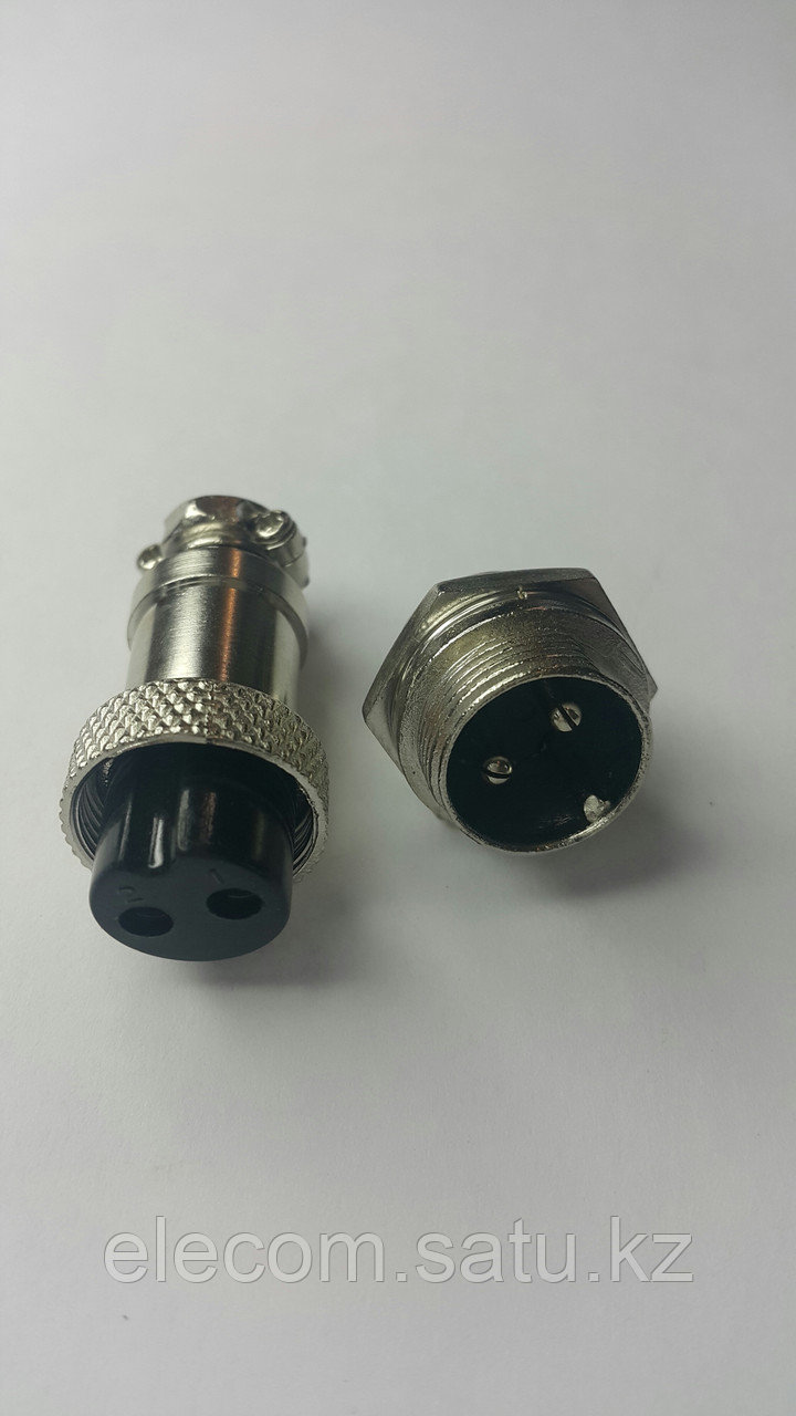 Разъем штыревой на блок с гайкой 2pin 16mm