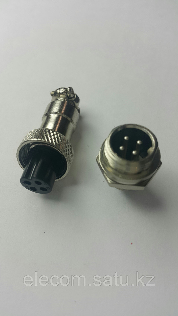 Разъем штыревой на блок с гайкой 4pin 12mm