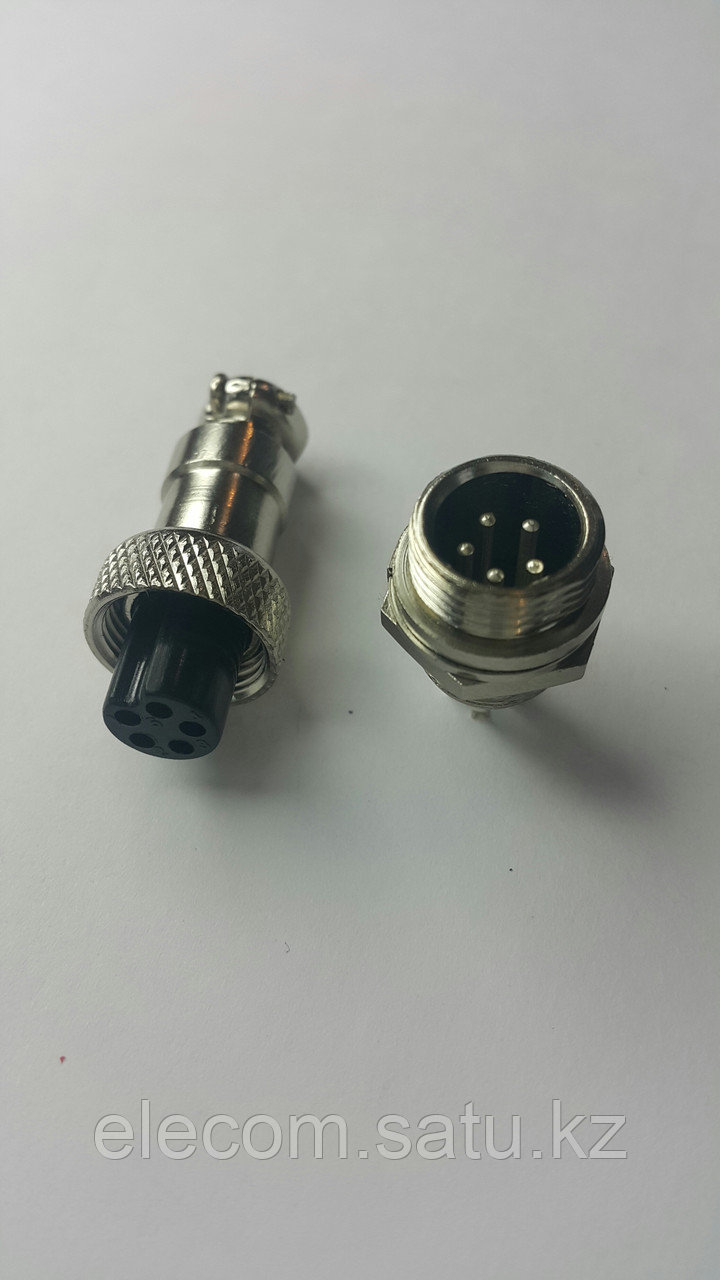 Разъем штыревой на блок с гайкой 5pin 12mm