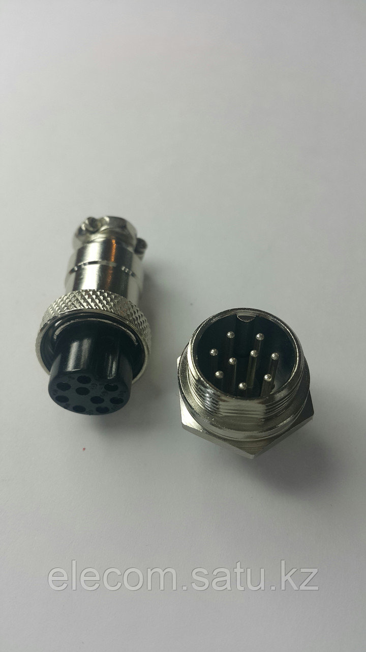 Разъем штыревой на блок с гайкой 9pin 16mm