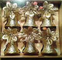 Новогодние елочные игрушки колокольчики золотые