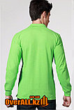 Зеленый лонгслив-поло, мужская футболка-поло с длинным рукавом, фото 2