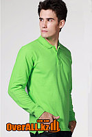 Зеленый лонгслив-поло, мужская футболка-поло с длинным рукавом, фото 1