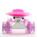 Пластборд (Пенни борд) 22"  розовая дека / колеса прозрачные со светодиодами, фото 3