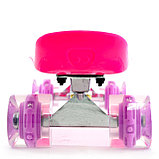 Пластборд (Пенни борд) 22"  розовая дека / колеса прозрачные со светодиодами, фото 4