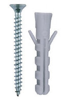 Дюбель распорный полипропиленовый, тип "ЕВРО", в комплекте с шурупом, 6 х 30 / 3,5 х 40 мм, 15 шт, ЗУБР