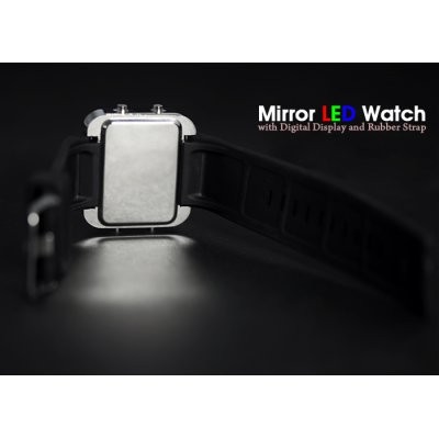 Зеркальные светодиодные часы с цифровым дисплеем и каучуковый ремешок - фото 5 - id-p1013966