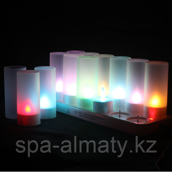 Аккумуляторные светодиодные свечи для СПА и массажных салонов, 12 шт, разноцветные