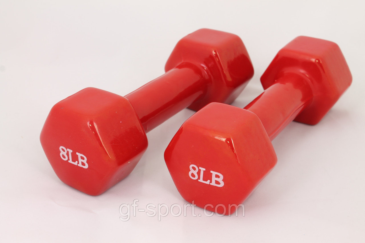 Гантели для фитнеса матовый 8LB Red gf-002