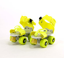 Роликовые коньки, раздвижные на парных колесах(желтые)