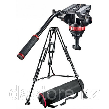 Manfrotto MVH502A 546BK штатив в комплекте с головкой MVH502A, 3-звенная алюминиевая тренога 546B со средней, фото 2