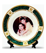 Тарелка белая под сублимацию с орнаментом (green)