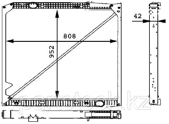 Радиатор водяной 808x952x42 на MERCEDES, МЕРСЕДЕС, BEHR 8MK 376 721-231