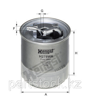 Фильтр топливный на / для MERCEDES, МЕРСЕДЕС, HENGST H278WK