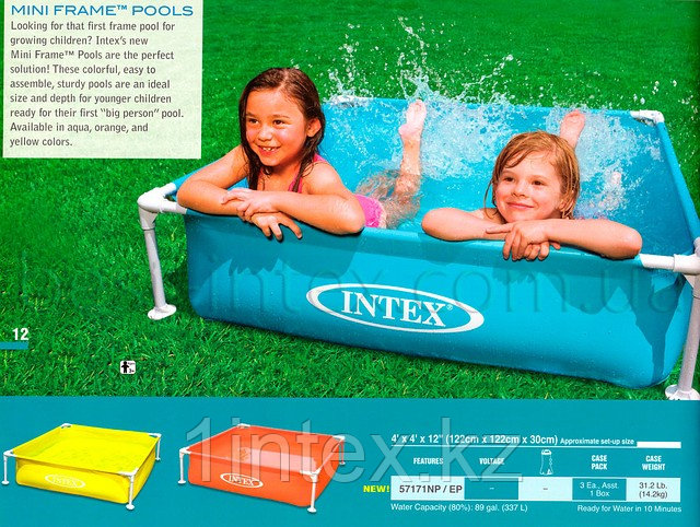 Детский каркасный бассейн Intex Mini Frame Pool (122 см на 122 см на 30 см.)