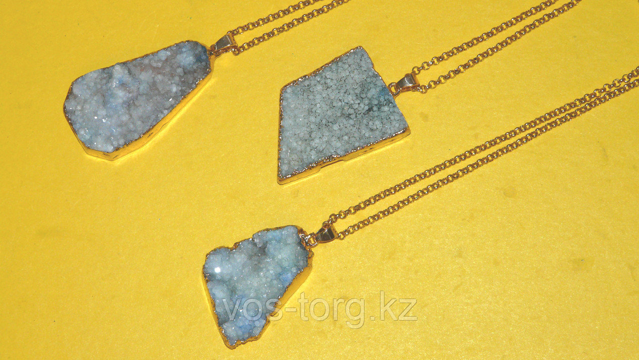 Кулон на цепочке "Blue Aura Druzy Quartz Necklace"