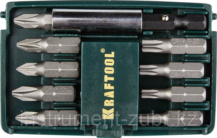 Набор бит "COMPACT-10" с магнитным адаптером, KRAFTOOL 26130-H10, в мини бит-боксе, 10 предметов, фото 2