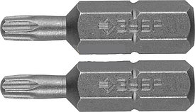 Биты ЗУБР "МАСТЕР" кованые, хромомолибденовая сталь, тип хвостовика C 1/4", T30, 25мм, 2шт                              