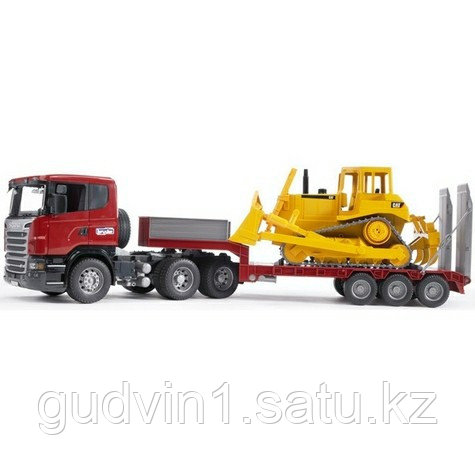 Тягач с прицепом платформой Scania с гусеничным бульдозером CAT Bruder (Брудер) (Арт. 03-555 03555)
