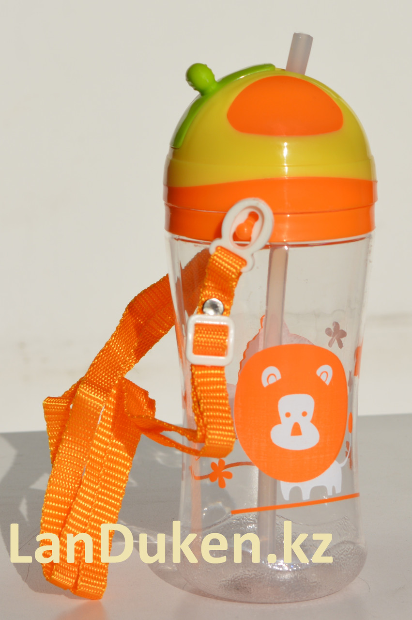 Детская бутылочка с трубочкой 500 мл оранжевая - фото 3 - id-p25280057