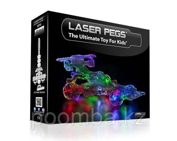 Конструктор со светодиодами Машины Laser Pegs, набор 12 в 1