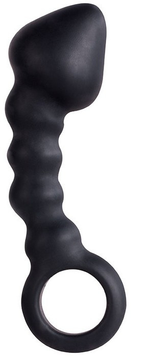 Фаллоимитатор с кольцом черный MENZSTUFF HEAD INVADER BLACK 9 см.