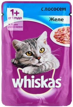 Whiskas желе с лососем Вискас пауч для кошек, 75г. - фото 2 - id-p3881219