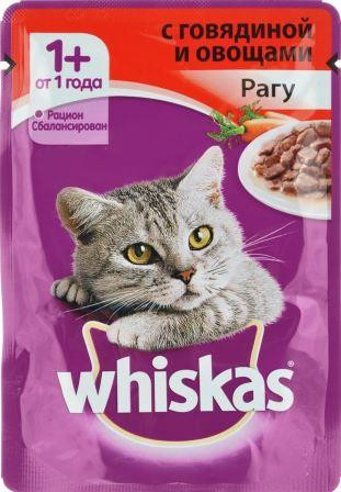 Whiskas Вискас пауч для кошек рагу с говядиной и овощами, 85г. - фото 2 - id-p3881223