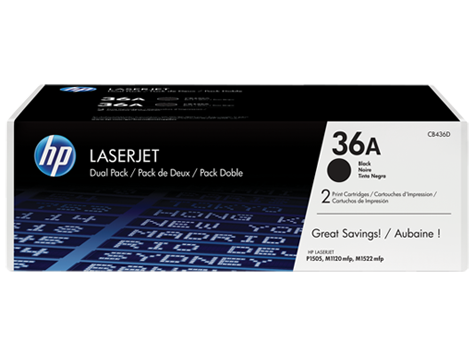 HP CB436AF Dual Pack Black Print Cartridge for LaserJet P1505/M1120/n/M1522, up to 2000 pages