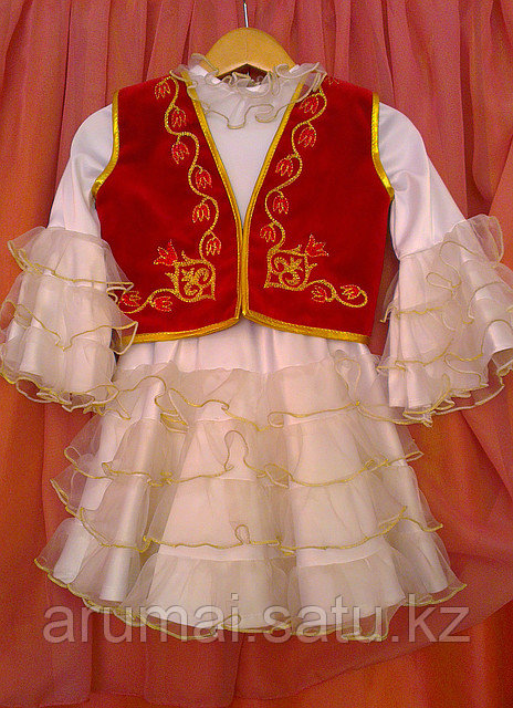 Национальный костюм для девочки, для обряда «Тұсаукесер». - фото 1 - id-p1172591