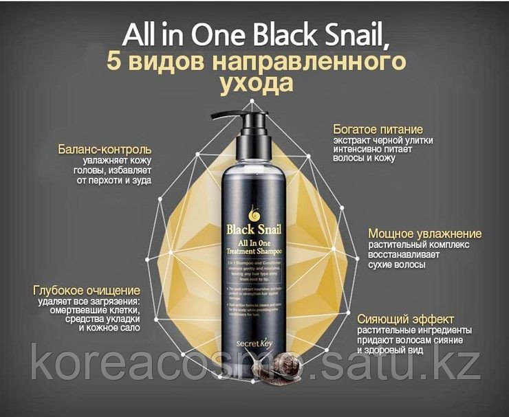 Secret Key Black Snail All In One Treatment Shampoo - Инновационное средство 2в1 - шампунь + лечебный уход 250