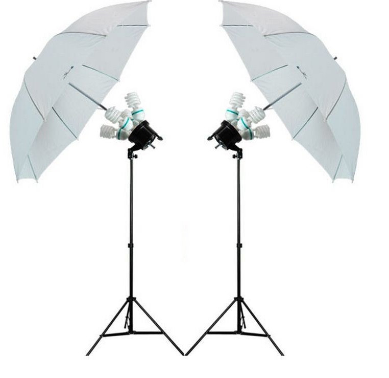 2 зонта 110 см на просвет на стойках с головками на 4 лампы