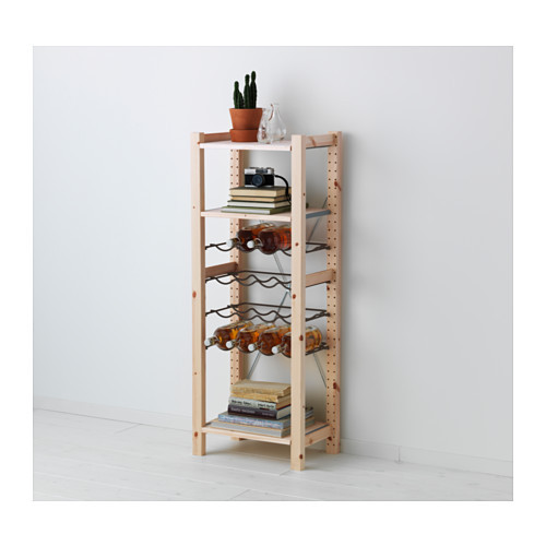 stellazh 1 sekciya polki d butylok sosna seryj invar ikea