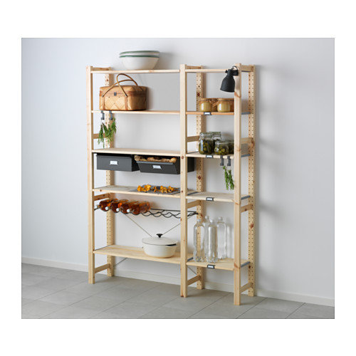 stellazh 1 sekciya polki yashiki ivar sosna seryj ikea kazahstan