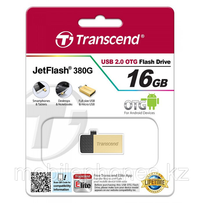 Мобильные USB-накопители с поддержкой OTG Transcent JetFlash 380 16 GB, фото 1