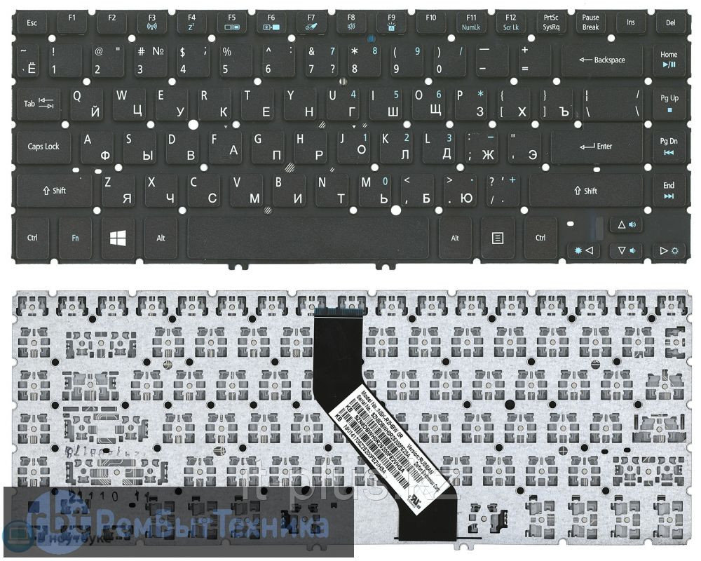 Клавиатура для ноутбука Acer Aspire V5-471/ V5-431/ M5-481, RU, подсветка, черная