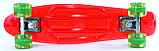 Пластборд (Пенни борд) 22,5" TRANSPARENT (красная прозрачная дека / зеленые прозрачные колеса), фото 5