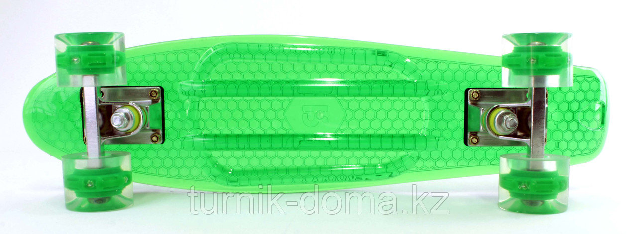 Пластборд (Пенни борд) 22,5" TRANSPARENT (зеленая прозрачная дека / прозрачные колеса со светодиодами) - фото 5 - id-p23892126