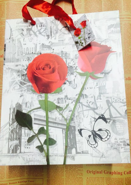 Пакет "Красная роза" большой 26х32см - фото 1 - id-p23915435