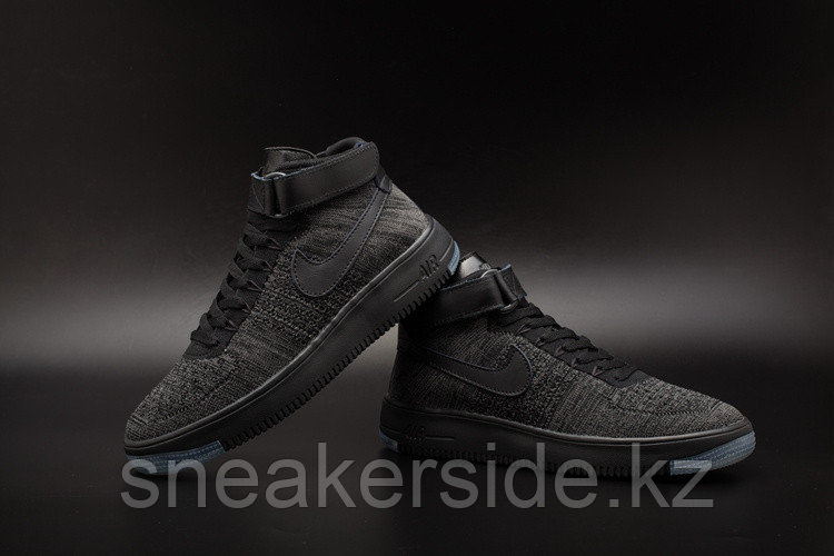 Кроссовки Nikе Air Force 1 Mid Flyknit 2016 Black (36-44) - фото 4 - id-p24223441