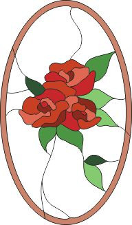 Шаблон для витража "Роза в рамке"