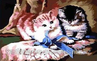 Картины по номерам - Алматы, "Котята с ленточкой"