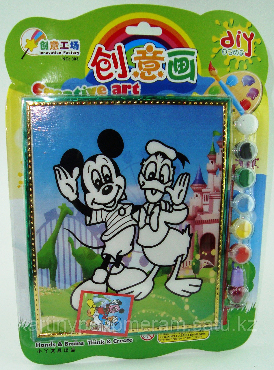 Картины-раскраски для детей 3D, Микки и Дональд 23x20