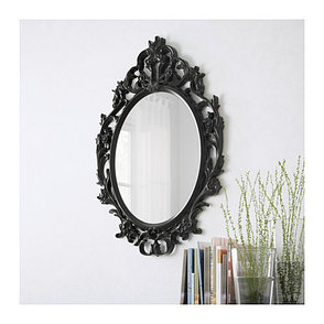 Зеркало овал УНГ ДРИЛЬ черный ИКЕА, IKEA, фото 2